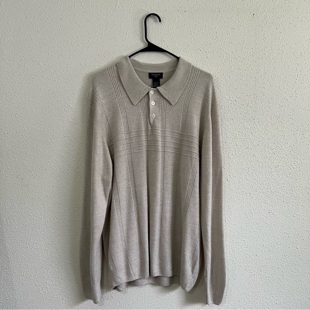 Dockers Taupe Long Sleeve Collar Shirt